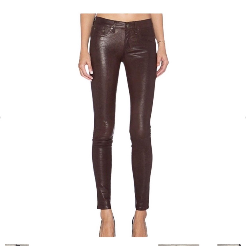 Rag & Bone Lamb Leather Burgundy Jeans Sz 25